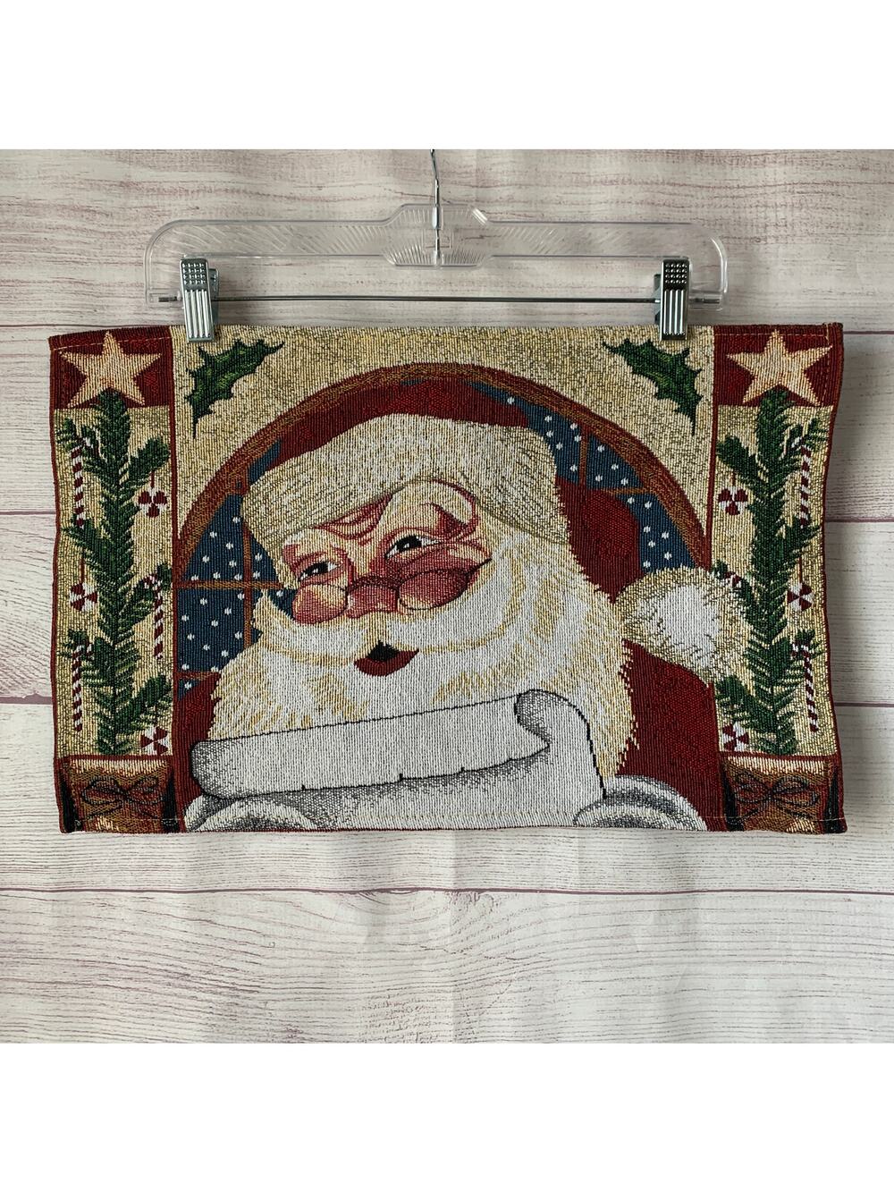 Santa Claus Reading List Tapestry Placemat Cotton Polyester Blend